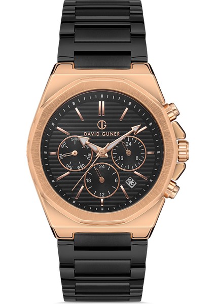 Davıd Guner Rose Siyah Kaplamalı Siyah Kadranlı Erkek Kol Saati DG-8307GA-R2