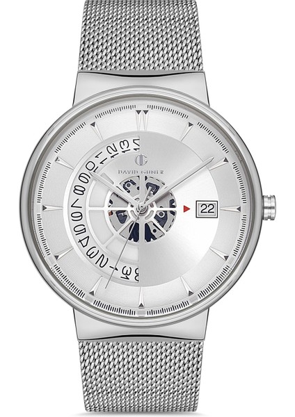Davıd Guner Gümüş Kaplamalı Beyaz Kadranlı Erkek Kol Saati DG-8309GC-A1
