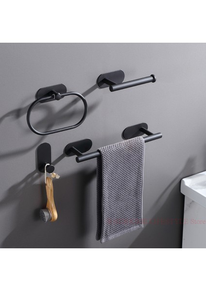 Vida Sabitleme Siyah Duvara Montaj Diş Fırçası Tutucu Yapışkanlı Jilet Kanca Havlu Asmak Bar Kağıt Rulo Tuvalet Depolama Standı Peçetelik Banyo Aksesuarları (Yurt Dışından)