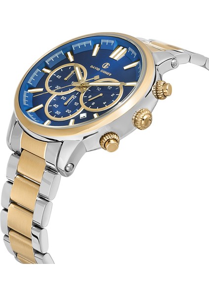 Davıd Guner Sarı Beyaz Kaplamalı Mavi Kadranlı Erkek Kol Saati DG-8536GA-D3 modelleri