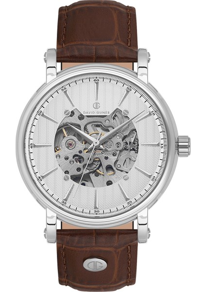 Davıd Guner Gümüş Kaplamalı Beyaz Kadranlı Erkek Kol Saati DG-8232GB-K1