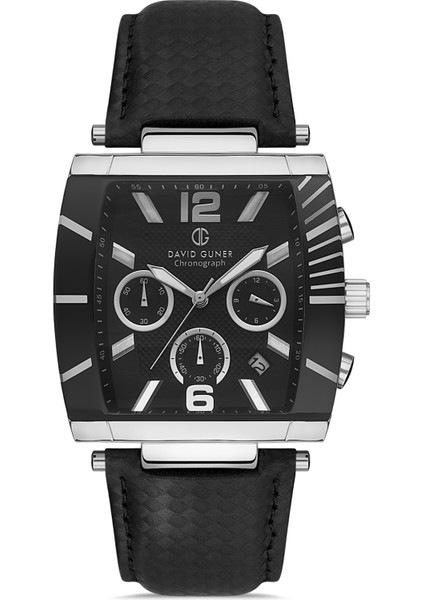 Davıd Guner Gümüş Kaplamalı Siyah Kadranlı Erkek Kol Saati DG-8056GB-J2