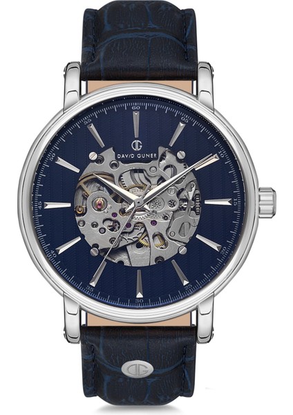 Davıd Guner Gümüş Kaplamalı Mavi Kadranlı Erkek Kol Saati DG-8232GB-L3