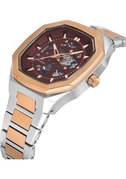 Davıd Guner Rose Beyaz Kaplamalı Kahverengi Kadranlı Erkek Kol Saati DG-8501GA-E6 modelleri
