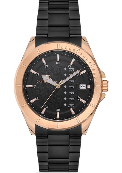 Davıd Guner Rose Siyah Kaplamalı Siyah Kadranlı Erkek Kol Saati DG-8225GA-R2