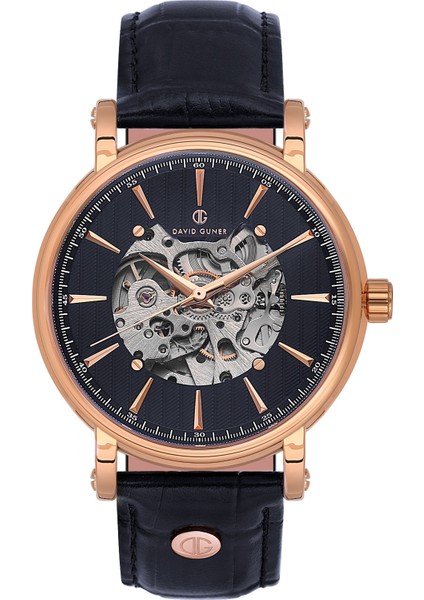 Davıd Guner Rose Kaplamalı Mavi Kadranlı Erkek Kol Saati DG-8232GB-T3
