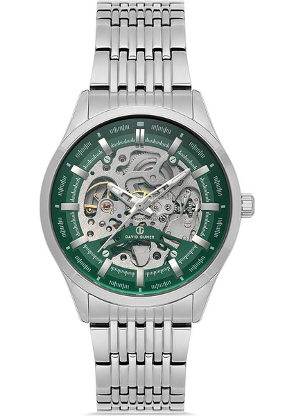 Davıd Guner Gümüş Kaplamalı Yeşil Kadranlı Erkek Kol Saati DG-8505GA-A10