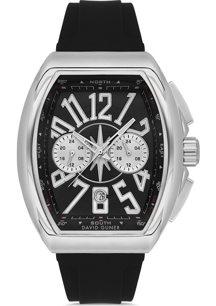 Davıd Guner Gümüş Kaplamalı Siyah Kadranlı Erkek Kol Saati DG-8690GD-J2