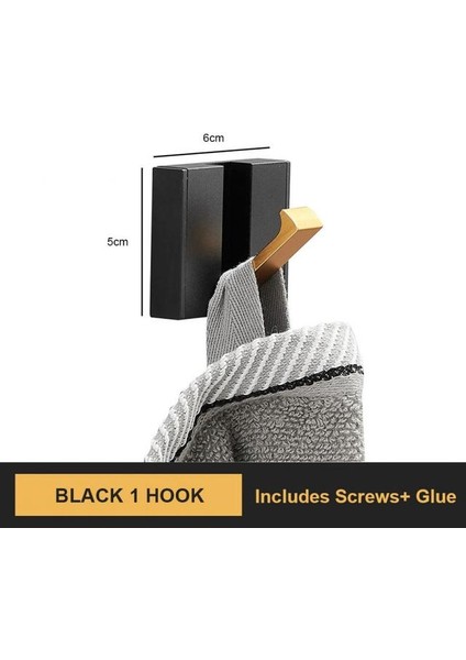 Siyah Altın 1 Kanca Duvar Kancaları Katlanır Havlu Askısı Alüminyum Siyah Bornoz Kancaları Tırnak Ceket Elbise Anahtarlık Banyo Mutfak Için Raf Kapı Kancası (Yurt Dışından)