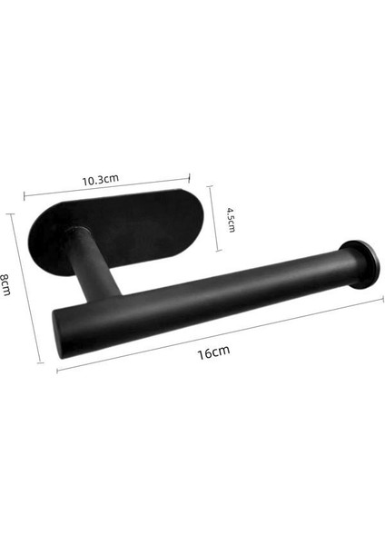16 cm Gümüş Siyah Tuvalet Rulo Kağıt Havluluk Organizatörler Punch- Raf Askısı Banyo Doku Kendinden Yapışkanlı Wc Rol Houder Paslanmaz B4 (Yurt Dışından)