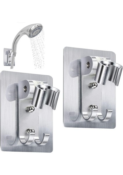 Altın 72 50 Alüminyum Duş Tutucu Ayarlanabilir Yumruk Banyo Duş Başlığı Stand Braketi 2 Kanca ile Duvara Monte Tuvalet Aksesuarları (Yurt Dışından)