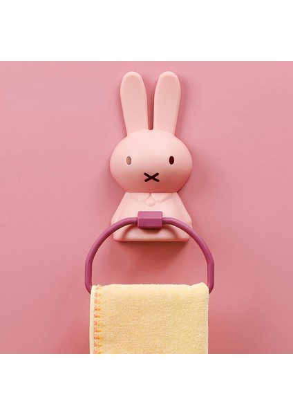 Pembe Deliksiz Banyo Havlusu Askısı Plastik Raf Basit Havlu Askısı, Havlu Askısı Banyo Çocuk Karikatür Tavşan Havlu Askısı (Yurt Dışından)