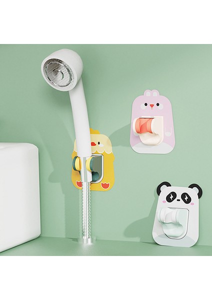 01 Banyo Karikatür Delik Duş Desteği Evrensel Ayar Duvara Monte Duş Braketi Tutucu Sabit Taban Banyo Aksesuarı (Yurt Dışından)