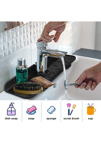 Turuncu Silikon Mutfak Musluk Emici Mat Lavabo Sünger Tutucu Katlanabilir Lavabo Süzgeç Banyo Tezgahı Koruyucu Mutfak Düzenleyici (Yurt Dışından)