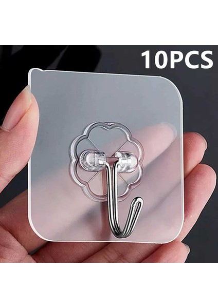 10 Adet Şeffaf 10 Adet Şeffaf Paslanmaz Çelik Güçlü Kendinden Yapışkanlı Ceket Kancaları Anahtar Depolama Askısı Mutfak Banyo Kapısı Duvar Kancaları (Yurt Dışından)