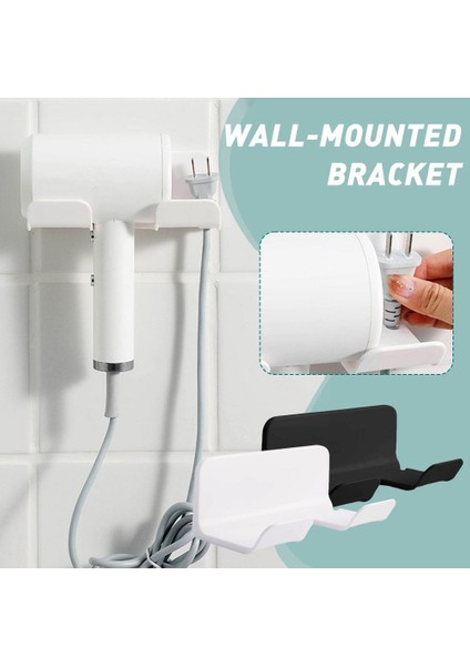 Siyah Saç Kurutma Makinesi Tutucu Duvara Monte Saç Düzleştirici Kurutma Organizatör Kendinden Raflar Raf Plastik Banyo Standı Yapışkanlı Depolama W7Y6 (Yurt Dışından)