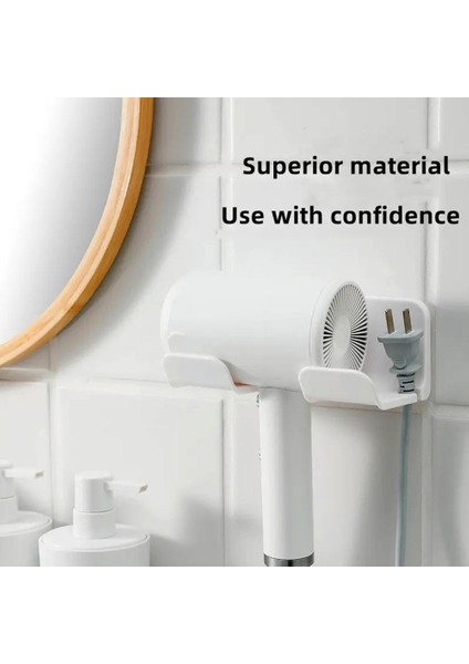 Siyah Saç Kurutma Makinesi Tutucu Duvara Monte Saç Düzleştirici Kurutma Organizatör Kendinden Raflar Raf Plastik Banyo Standı Yapışkanlı Depolama W7Y6 (Yurt Dışından)