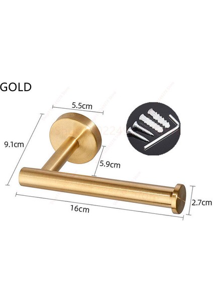 GOLD-16CM3 Asılı Kağıt Rulo Havluluk Paslanmaz Çelik Yapışkan Duvara Montaj Banyo Tuvalet Depolama Standı Mutfak Organizatör Peçete Rafı (Yurt Dışından)