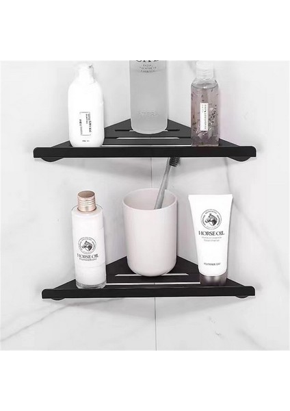 Delme-Siyah 1 Adet Banyo Köşe Raf Tek Katmanlı Paslanmaz Çelik Banyo Rafı Duvara Monte Duş Depolama Banyo Aksesuarları (Yurt Dışından)