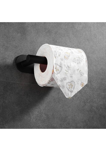 Elbise Askısı Duvara Monte Tuvalet Havlusu Kağıt Tutucu Yapışkanlı Siyah Gümüş Mutfak Rulo Kağıt Standı Asılı Peçete Rafı Banyo Aksesuarları Wc (Yurt Dışından)