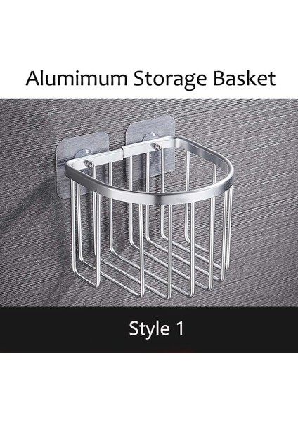 Gümüş Stil 1 Vantuz Tuvalet Rulo Kağıt Raf Şampuan Tutucu Otel ve Ev Banyo Için Havlu Depolama Duvar Asılı Sepet Oymak (Yurt Dışından)