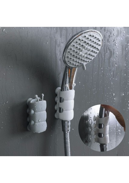Açık Gri 1 Adet Çıkarılabilir Silikon Vantuz Braketleri Duş Başlığı Tutucu Braketi Ev Banyo Duvara Monte Duş Depolama Rafı (Yurt Dışından)