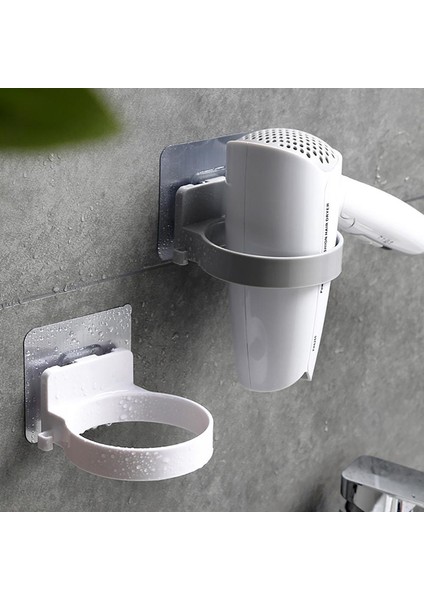 02 Gri Yumruk Serbest Standı Banyo Raf Organizatör Plastik Banyo Aksesuarları Banyo Depolama Rafı Saç Kurutma Makinesi Tutucu (Yurt Dışından)