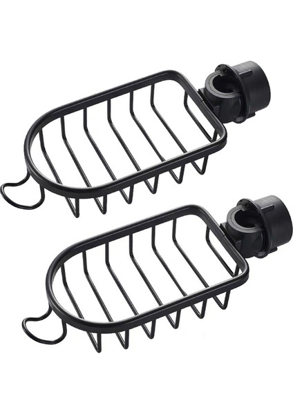 2 Adet Siyah Banyo Mutfak Rafları Depolama Sepeti Köşe Depolama Tutucu Raflar Tek Katmanlı Organizatör Şampuan Sabun Duş Depolama Rafı (Yurt Dışından)