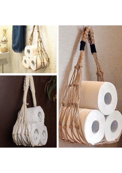 Kahverengi Ev Tuvalet Rulo Kağıt Depolama El Dokuma Tuvalet Pamuk Halat Kağıt Havlu Doku Net Cep Banyo Donanım Kağıt Tutucular (Yurt Dışından) fırsatları