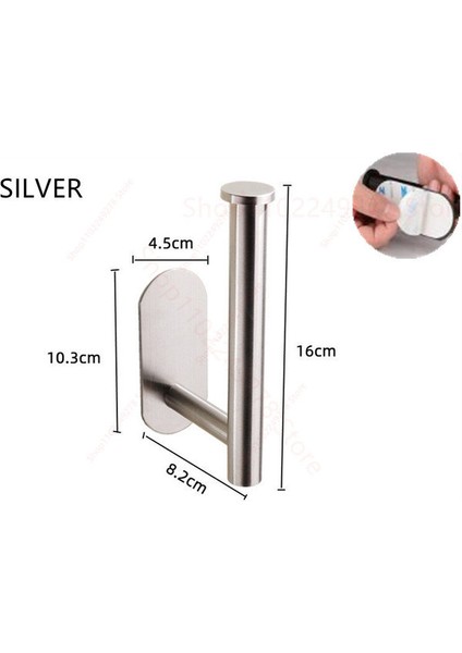 SILVER-16CM Asılı Kağıt Rulo Havluluk Paslanmaz Çelik Yapışkan Duvara Montaj Banyo Tuvalet Depolama Standı Mutfak Düzenleyici Peçete Rafı (Yurt Dışından)