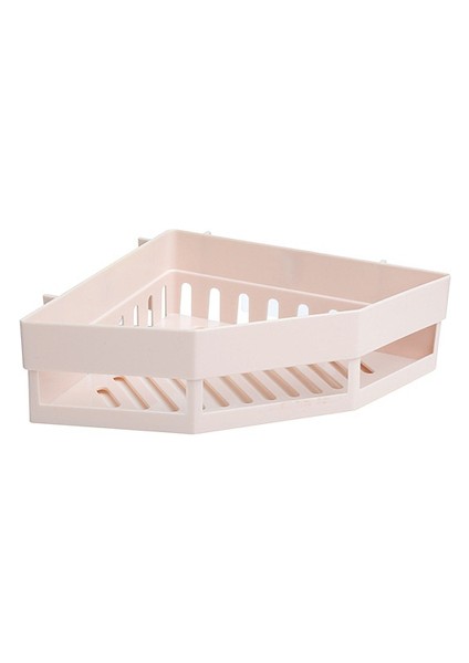 Bej Pembe 27X18.5X6 Raf Banyo Raf Organizatör Tuvalet Şampuanı Jel Depolama Sepeti Dekorasyon Banyo Köşe Duş Rafı Raf Tutucu Aksesuarları (Yurt Dışından)