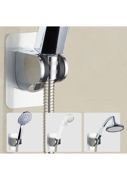 Gümüş Duş Başlığı Tutucu Yumruksuz Kurulum Duvara Monte Banyo Aksesuarı 7 Hız Ayarlanabilir Duş Braketi Kullanımı Kolay Tutucu (Yurt Dışından)