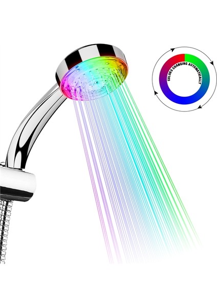 Gümüş LED 7 Renk Duş Başlığı Otomatik Renk Değiştiren LED Duş Işığı Su Tasarruflu Duş Başlığı Banyo Aksesuarları Duş Başlığı (Yurt Dışından) fiyatları