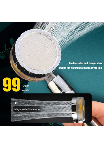 Sarı A Yağış Turbo Duş Başlığı 360 Döndürülmüş Su Tasarruflu Yüksek Basınçlı Fanlı Duş Başlığı Dahili Filtre Banyo Ürünü (Yurt Dışından)