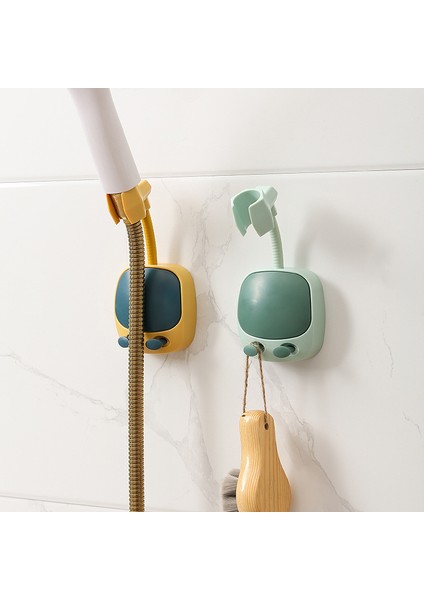 Yeşil Yumruksuz Duş Başlığı Braketi 2 Kancalı 360° Ayarlanabilir Evrensel Stand Duvara Monte Duş Başlığı Tutucu Banyo Aracı (Yurt Dışından)