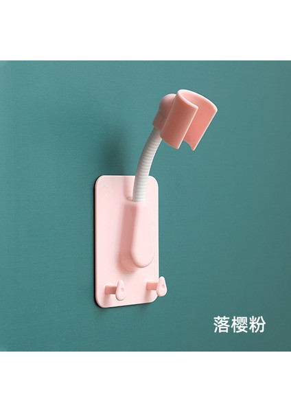 Pembe Duş Başlığı Tutucu 360° Ayarlanabilir Kendinden Yapışkanlı Duş Başlığı Braketi Duvara Montaj 2 Kanca Standı Spa Banyo Aksesuarları (Yurt Dışından)