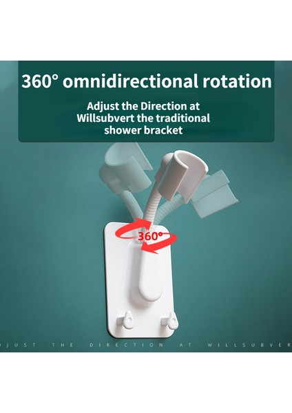 Pembe Duş Başlığı Tutucu 360° Ayarlanabilir Kendinden Yapışkanlı Duş Başlığı Braketi Duvara Montaj 2 Kanca Standı Spa Banyo Aksesuarları (Yurt Dışından) fırsatları