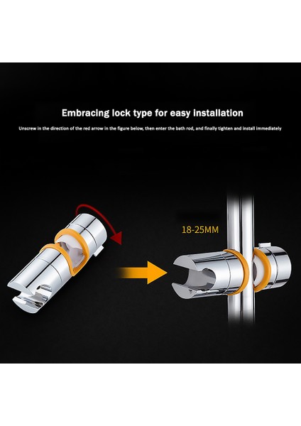 Turuncu Evrensel Ayarlanabilir Duş Başlığı Ray Kafa Braketi Abs Tutucu Sürgü Kaymak Kelepçe Duvar Rafı Banyo Aksesuarı 19.9-25MM (Yurt Dışından)