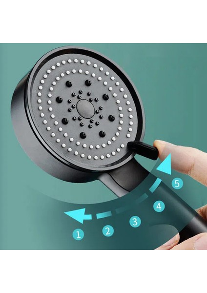 P13-BLACK Zhangji 5 Mod Ayarlanabilir Abs Duş Başlığı Yüksek Basınçlı Su Tasarruflu Duş Başlığı Banyo Memesi Aksesuarları (Yurt Dışından)