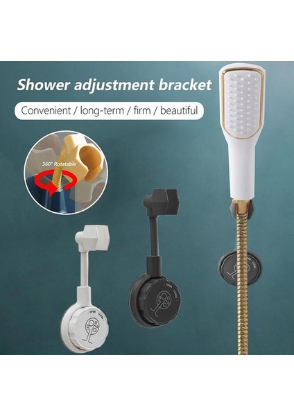 Beyaz Evrensel Ayarlanabilir Duş Başlığı Tutucu Vantuz Tutucu Duş Rayı Kafa Tutucu Banyo Braketi Istikrarlı (Yurt Dışından)
