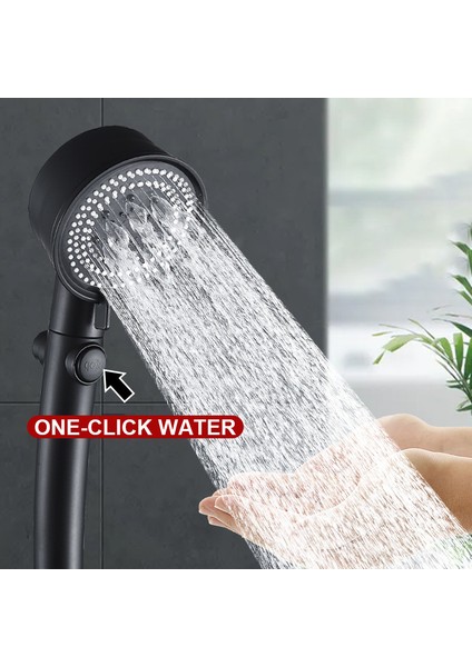 Mavi 25.5X9X5CM 6 Modlu Su Tasarruflu Duş Başlığı Siyah Yüksek Basınçlı Turbo Duş Tek Tuşla Durdurma Su Duş Başlığı Küçük Fanlı Banyo Için (Yurt Dışından)