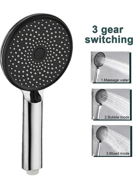 Gümüş Büyük Panel Duş Başlığı Yüksek Basınç 3 Mod Ayarlanabilir Su Tasarrufu El Yağış Masaj Duş Başlığı Banyo Püskürtme Memesi (Yurt Dışından)
