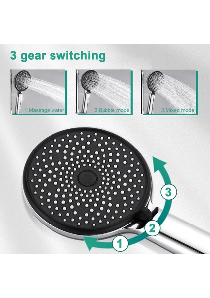 Gümüş Büyük Panel Duş Başlığı Yüksek Basınç 3 Mod Ayarlanabilir Su Tasarrufu El Yağış Masaj Duş Başlığı Banyo Püskürtme Memesi (Yurt Dışından) modelleri