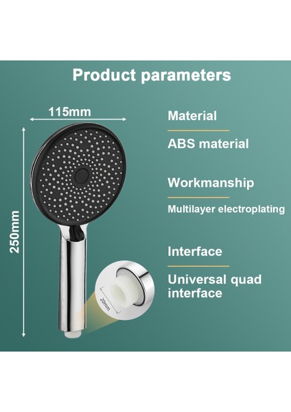 Gümüş Büyük Panel Duş Başlığı Yüksek Basınç 3 Mod Ayarlanabilir Su Tasarrufu El Yağış Masaj Duş Başlığı Banyo Püskürtme Memesi (Yurt Dışından) indirimleri