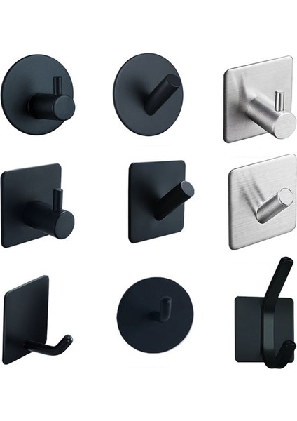 Kare Gümüş 004 Paslanmaz Çelik Banyo Kancaları Kendinden Yapışkanlı Havlu Bornoz Kancası Kapı Duvar Kancaları Askı Ceket Kancası Paslanmaz Kanca Askı Mutfak Için (Yurt Dışından)