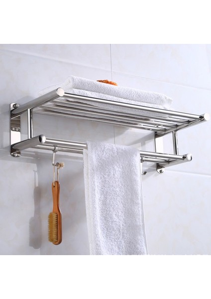 40CM Havlu Tutucu Duvara Monte Alüminyum Yüzey Duş Barları Askı Ayarlanabilir Katlama Giysi Rafı Kanca ile Banyo Aksesuarları (Yurt Dışından)