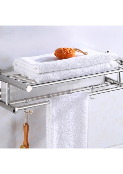 40CM Havlu Tutucu Duvara Monte Alüminyum Yüzey Duş Barları Askı Ayarlanabilir Katlama Giysi Rafı Kanca ile Banyo Aksesuarları (Yurt Dışından)