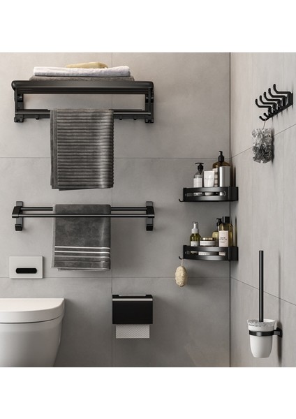 Stil 6 Banyo Havlu Askısı 30-50 cm Katlanır Tutucu Mat Siyah Raf Havlu Tutucu Banyo Rafları Havlu Askısı Raf Banyo Siyah (Yurt Dışından) fiyatları