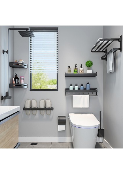 Stil 6 Banyo Havlu Askısı 30-50 cm Katlanır Tutucu Mat Siyah Raf Havlu Tutucu Banyo Rafları Havlu Askısı Raf Banyo Siyah (Yurt Dışından) fırsatları