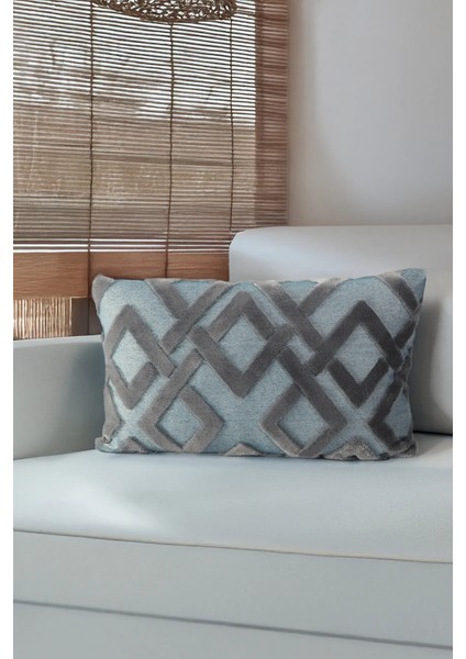 Jakarlı Kırlent 28X50 cm Mila Gri Mavisi